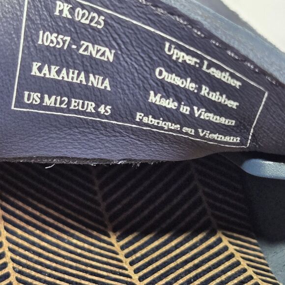 $140 Olukai Kākaha Nia Mens 12 Leather Slip On Shoes Loafer Casual Indigo Blue main image 8